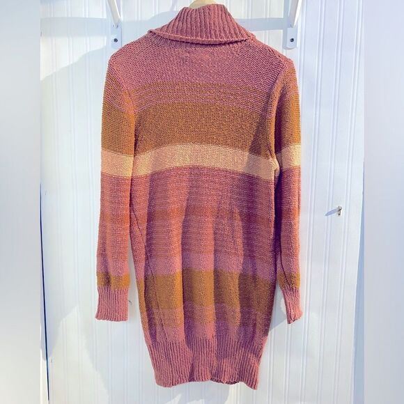 L*Space Jetsetter Serape Stripe Chunky Knit Turtleneck Sweater Dress Sz S - Picture 6 of 7